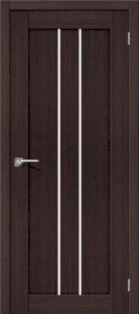 Дверь межкомнатная из эко шпона «Порта-24» Wenge Veralinga остекление Сатинато белое