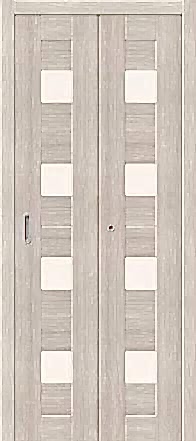 Дверь межкомнатная из эко шпона складная «Порта-23» Cappuccino Veralinga остекление Сатинато белое