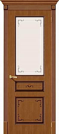 Дверь межкомнатная шпонированная «Классика» Орех (Шпон файн-лайн) остекление художественное