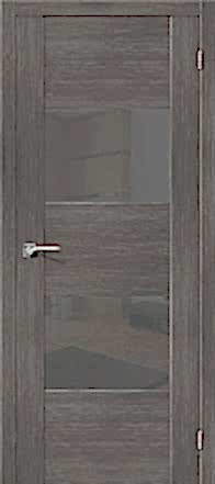 Дверь межкомнатная из эко шпона «VG2 S» Grey Veralinga остекление Lacobel серый